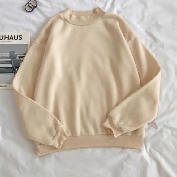 O-neck Hoodies Women Winter Autumn Pullover Sweatshirt Female Pure Color Loose Tracksuit - Blade & Thread