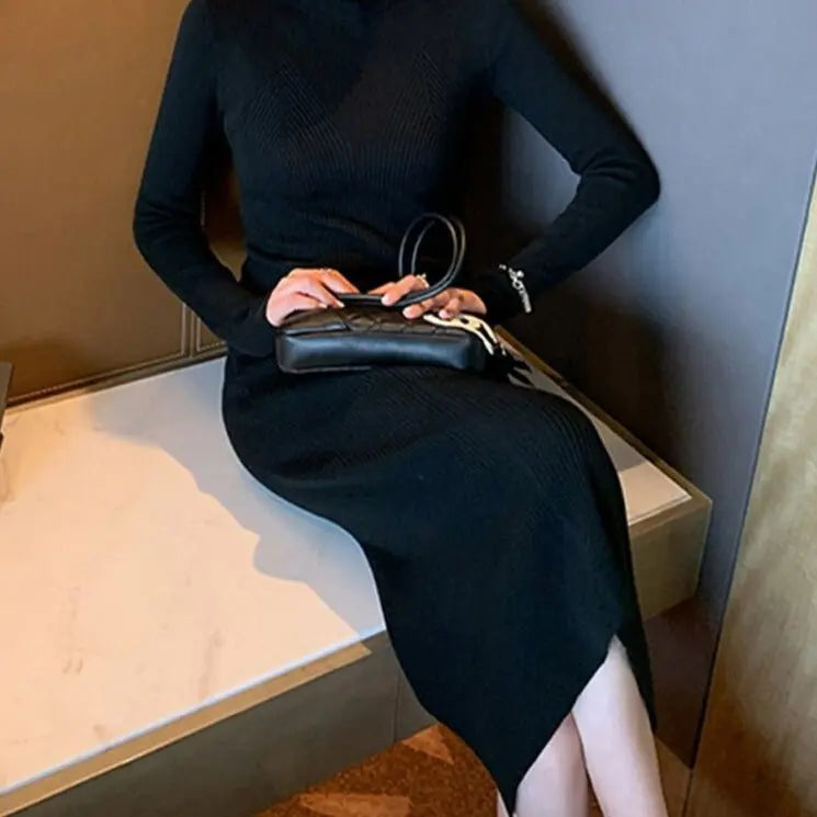 O-neck Slim Sweaters Bodycon Dress Autumn Winter Knitted Vestidos - Blade & Thread