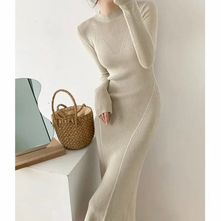 O-neck Slim Sweaters Bodycon Dress Autumn Winter Knitted Vestidos - Blade & Thread