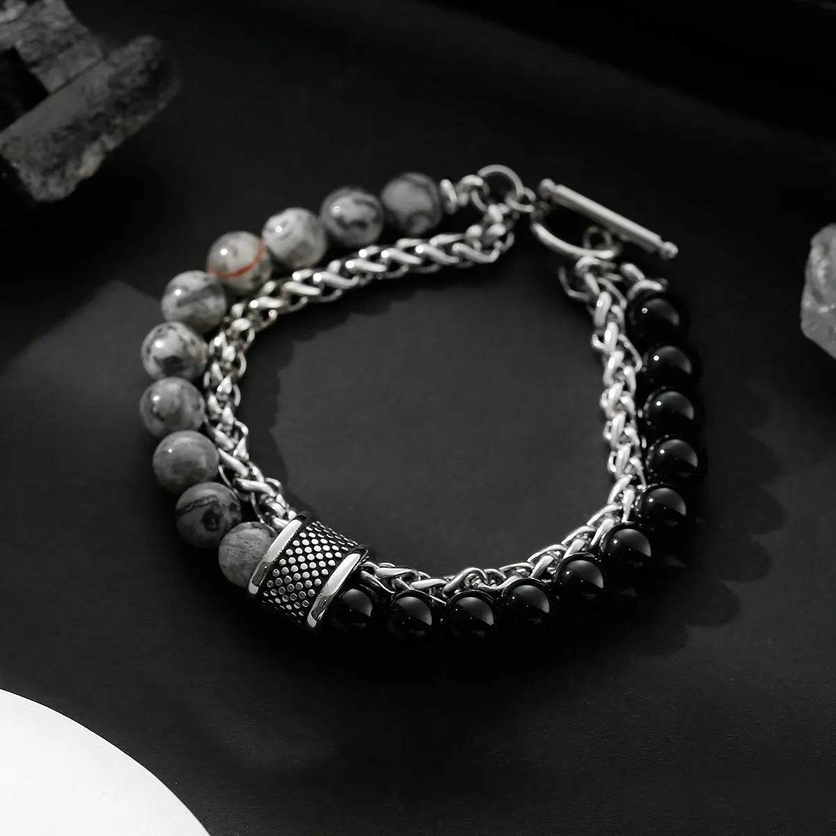 Obsidian beaded bracelet - Blade & Thread
