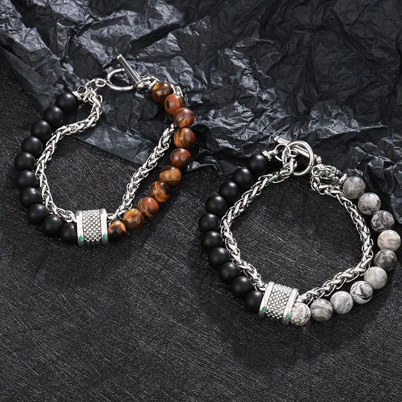 Obsidian beaded bracelet - Blade & Thread