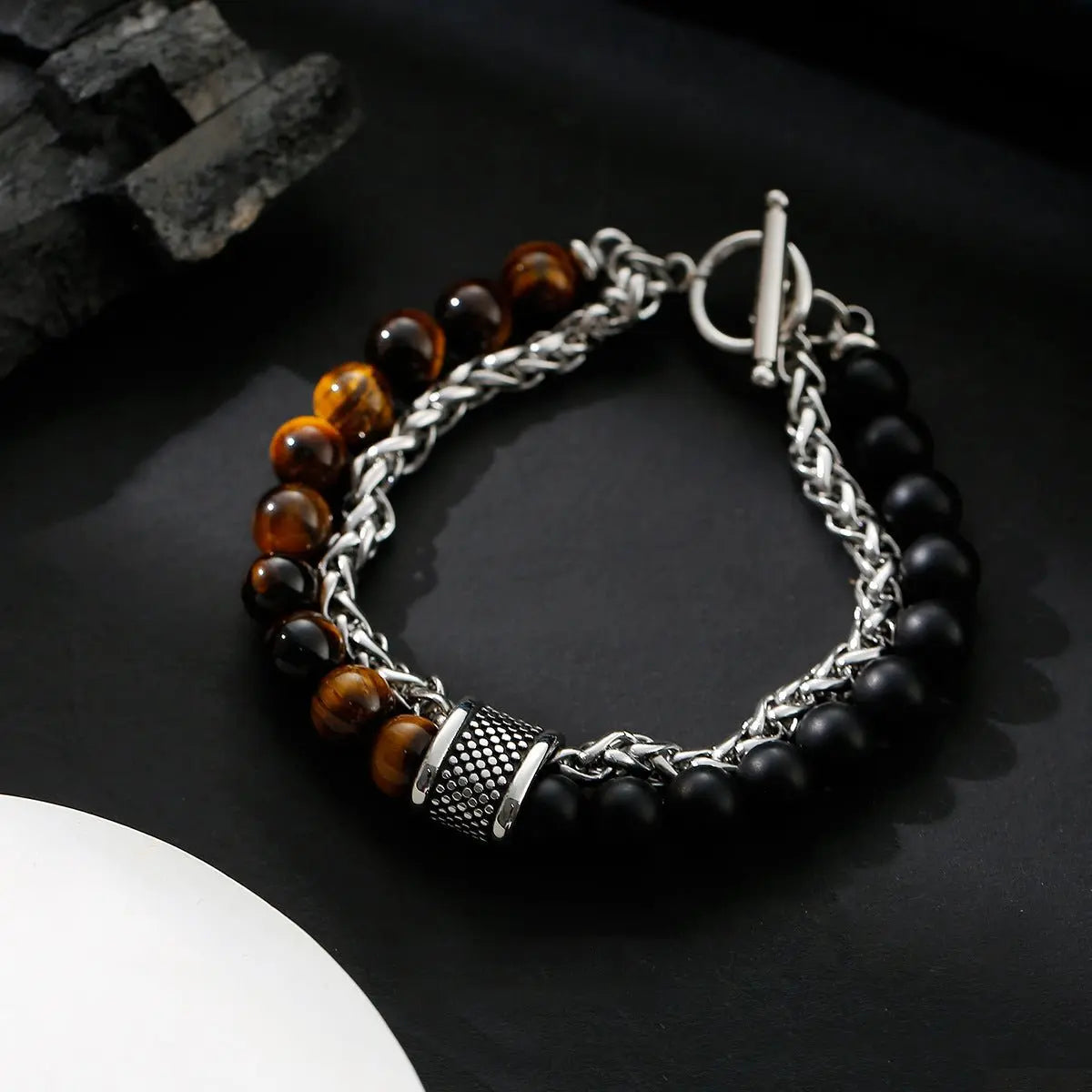 Obsidian beaded bracelet - Blade & Thread