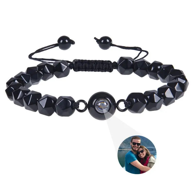 Obsidian Photo projection Customized Bracelet - Blade & Thread