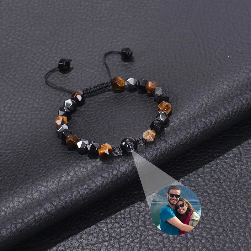 Obsidian Photo projection Customized Bracelet - Blade & Thread