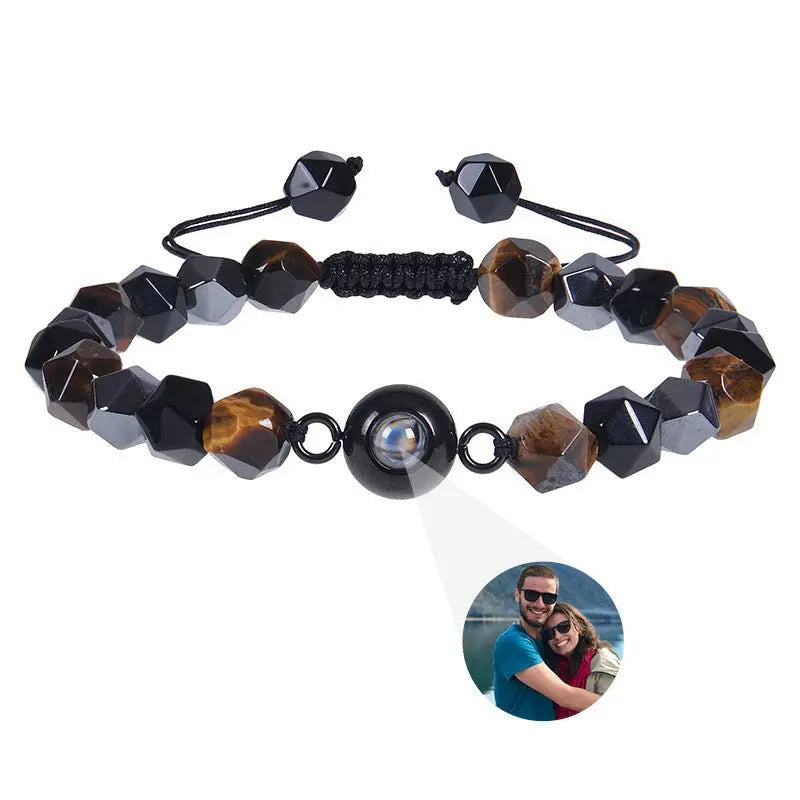 Obsidian Photo projection Customized Bracelet - Blade & Thread