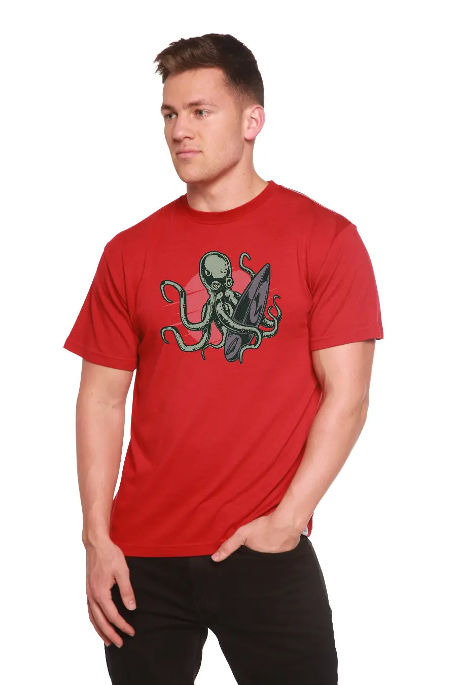 Octopus Men's Bamboo Viscose/Organic Cotton Short Sleeve Graphic T-Shirt Spun Bamboo