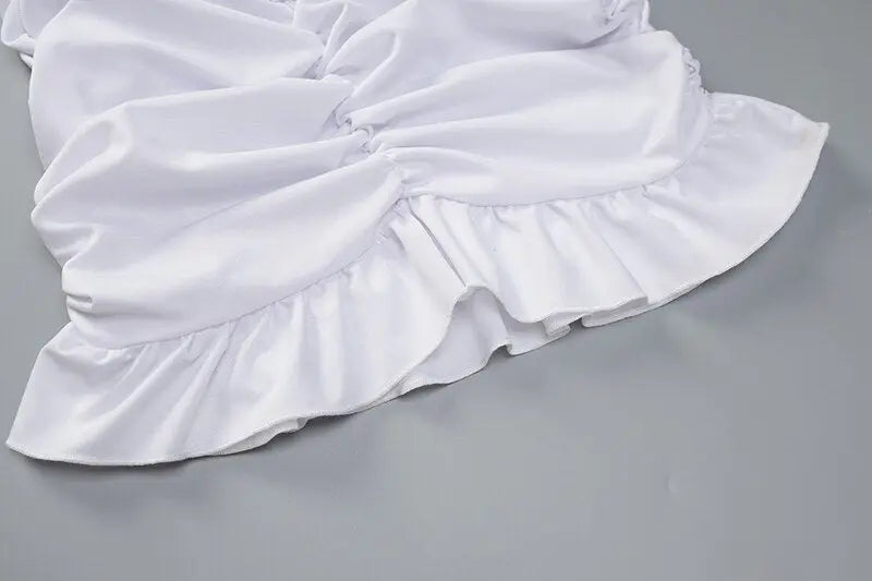 Off Shoulder Long Loose Flare Puff Sleeve Ruched Mini Dress - Blade & Thread