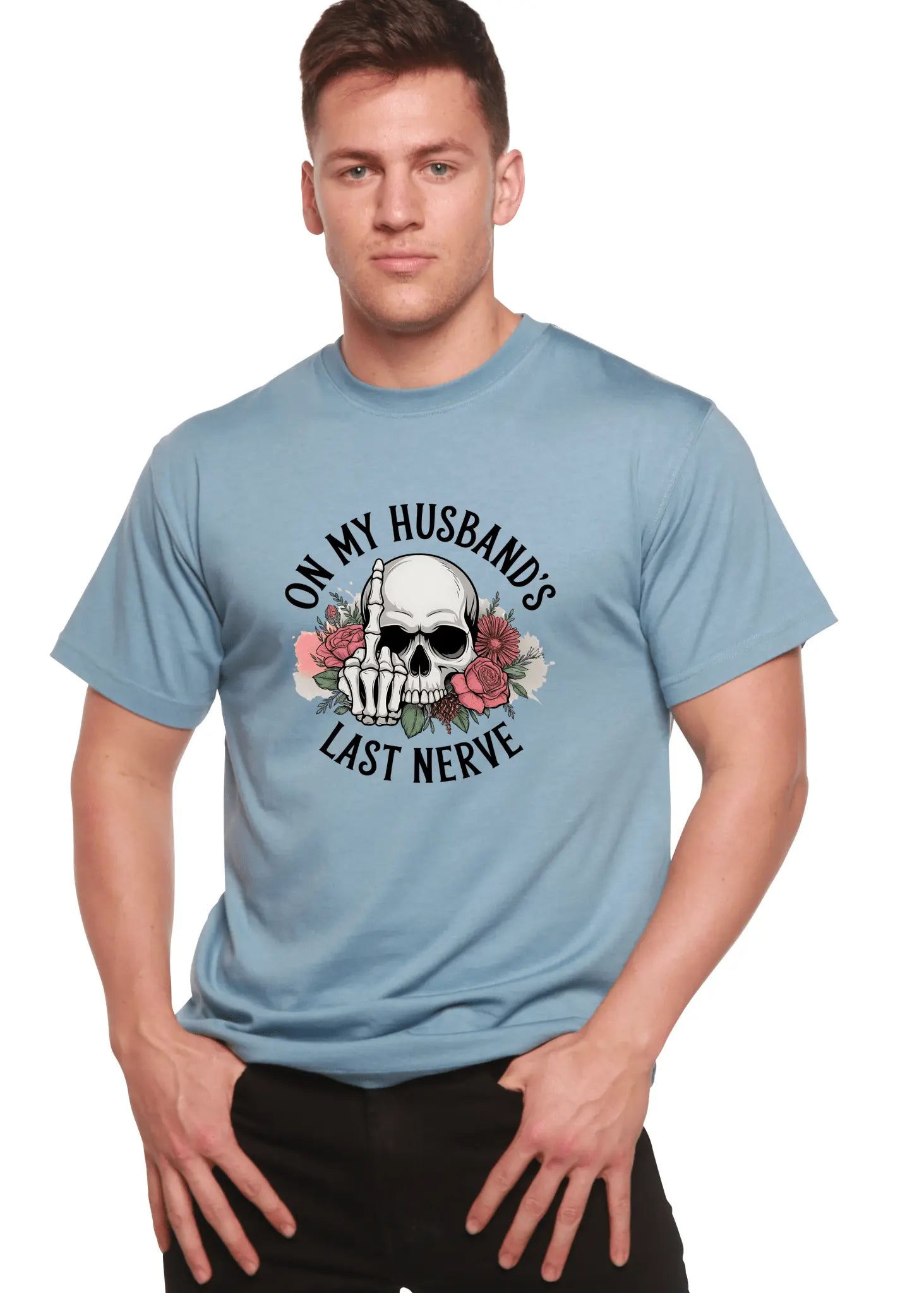 On My Husbands Last Nerve Sublimation Unisex Bamboo/Cotton Graphic T-Shirt - Blade & Thread