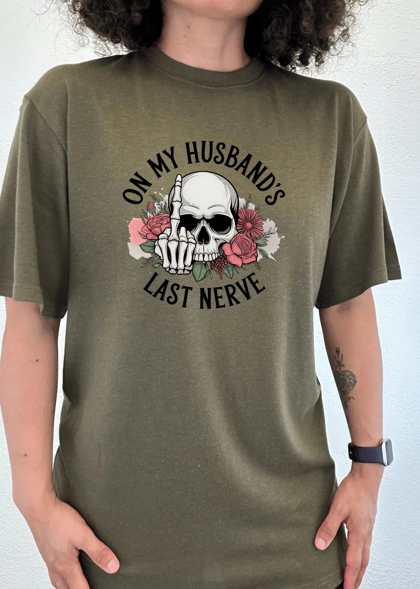 On My Husbands Last Nerve Sublimation Unisex Bamboo/Cotton Graphic T-Shirt - Blade & Thread