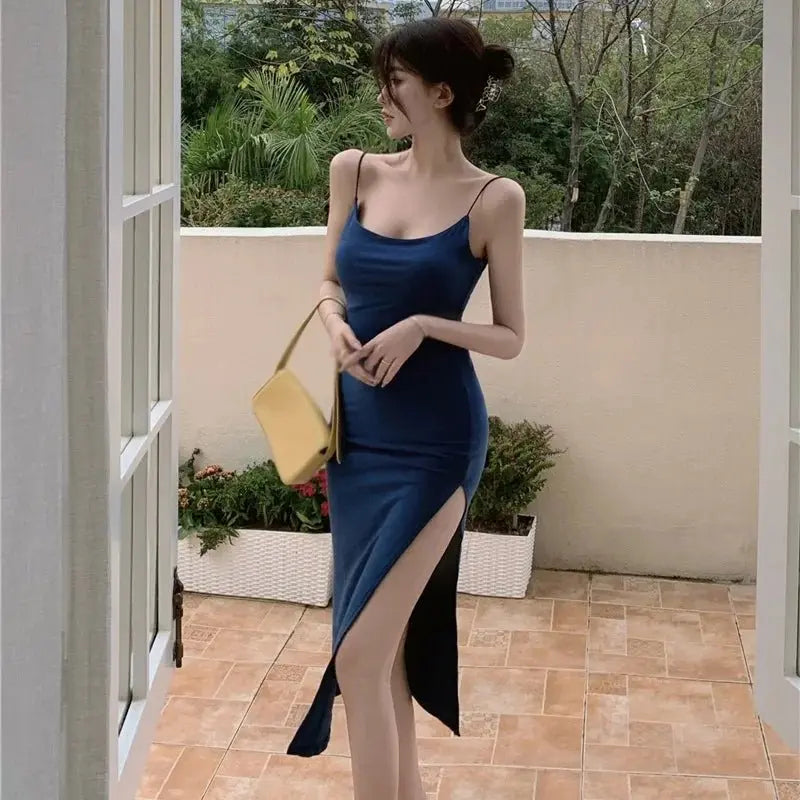 Open Slit Backless Halter Dress Streetwear Bodycon Dress - Blade & Thread