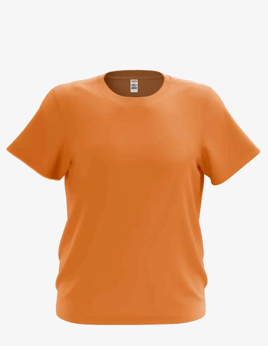 Bright orange youth crew neck shirt for kids by SpectraUSA, featuring a comfortable fit and soft fabric.