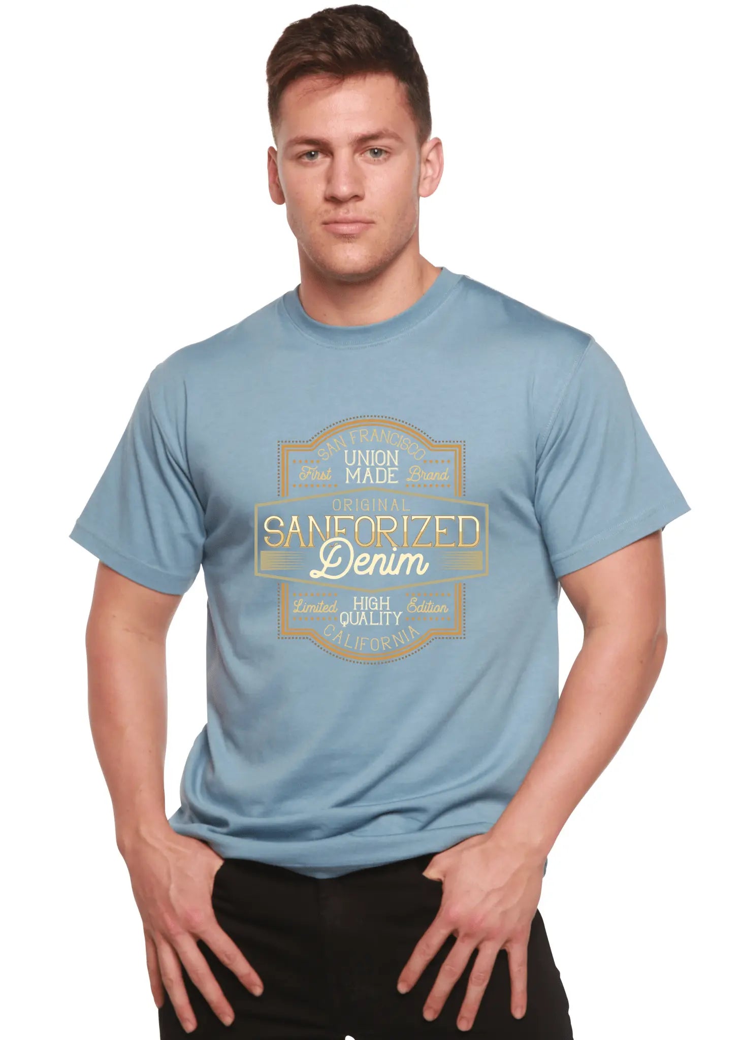 Original Sanforized Denim Men's Bamboo Viscose/Organic Cotton Short Sleeve Graphic T-Shirt - Blade & Thread