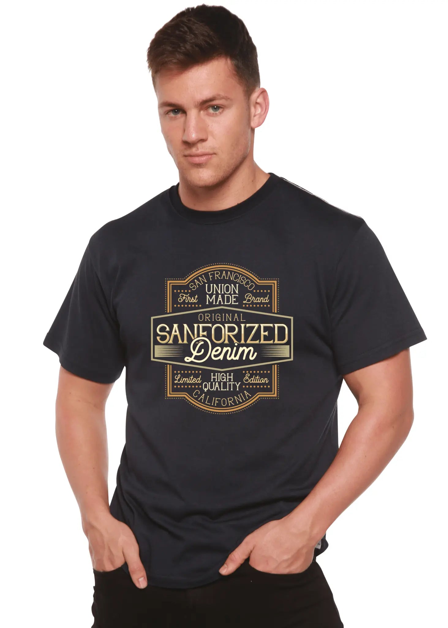 Original Sanforized Denim Men's Bamboo Viscose/Organic Cotton Short Sleeve Graphic T-Shirt - Blade & Thread