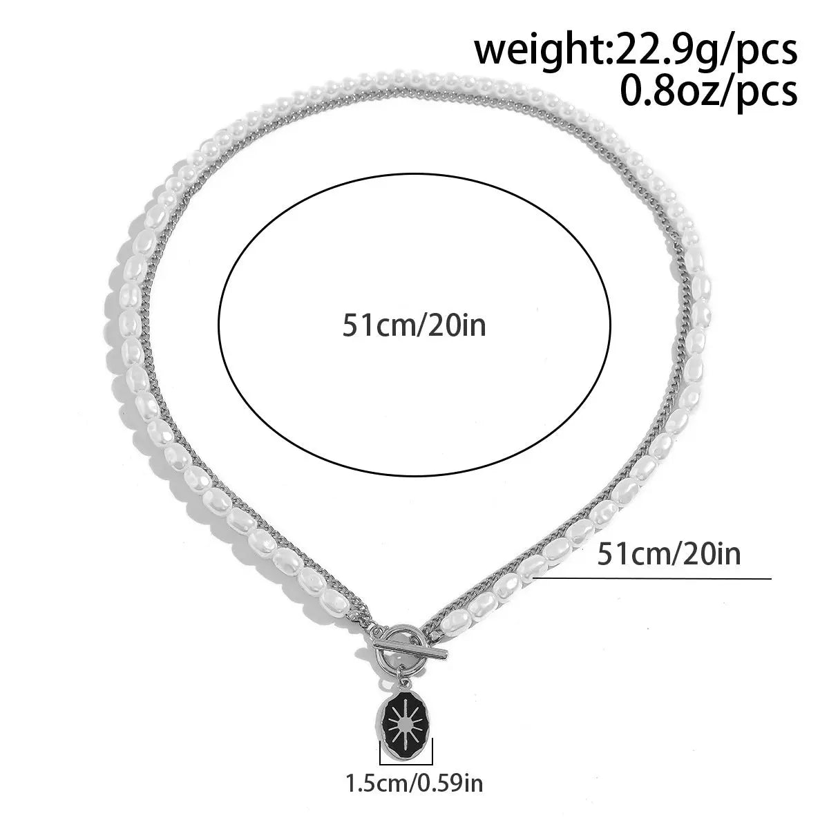 Oval sun OT buckle pearl necklace - Blade & Thread