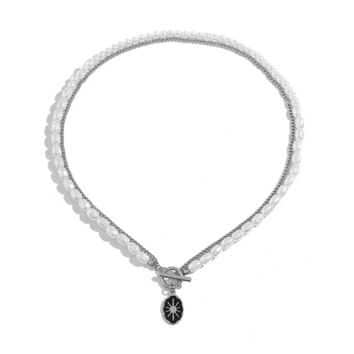 Oval sun OT buckle pearl necklace - Blade & Thread