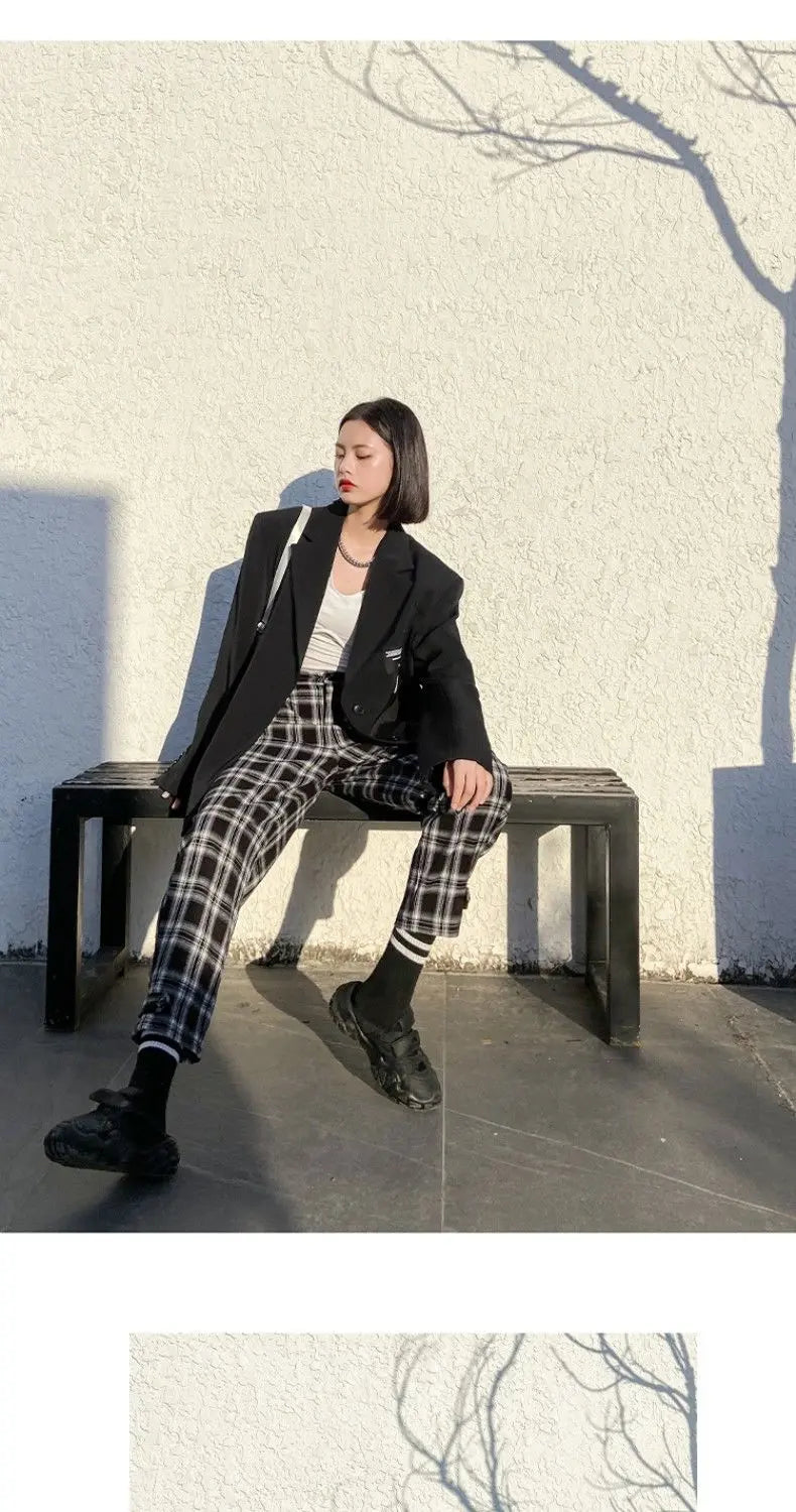 Oversize Blazer Women Autumn Loose Wide Shoulder Suit Coats Casual Label Blazers Female - Blade & Thread