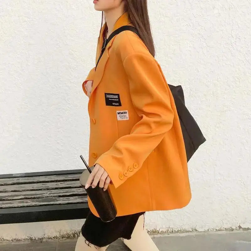 Oversize Blazer Women Autumn Loose Wide Shoulder Suit Coats Casual Label Blazers Female - Blade & Thread