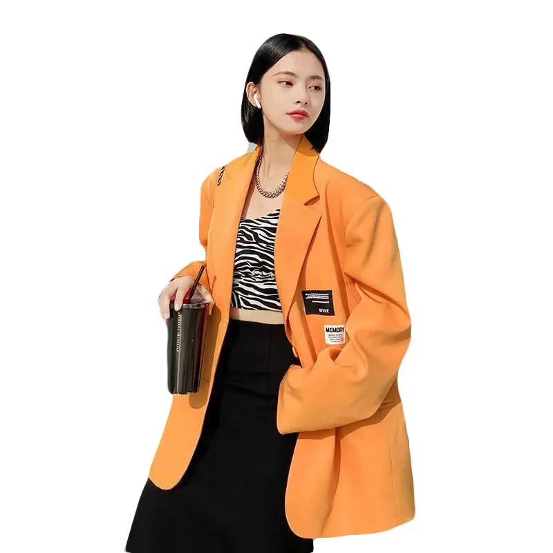 Oversize Blazer Women Autumn Loose Wide Shoulder Suit Coats Casual Label Blazers Female - Blade & Thread