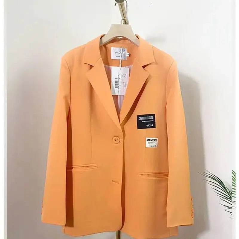 Oversize Blazer Women Autumn Loose Wide Shoulder Suit Coats Casual Label Blazers Female - Blade & Thread