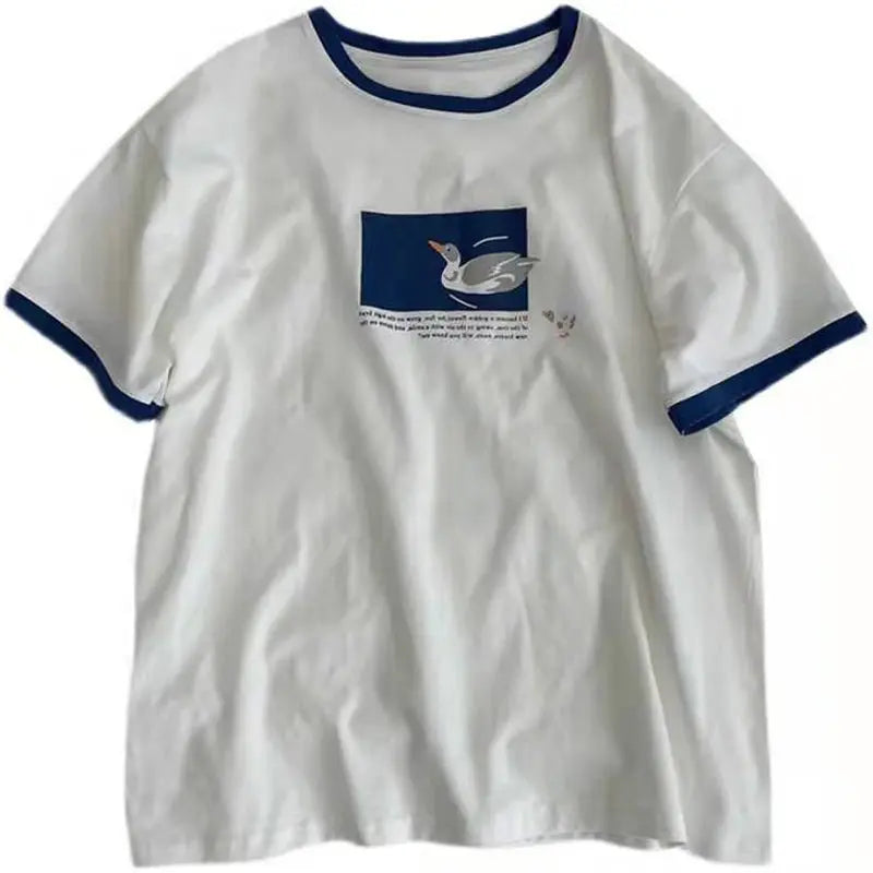 Oversize short-sleeved t-shirt women's summer loose fashion Harajuku chic half-sleeved top - Blade & Thread