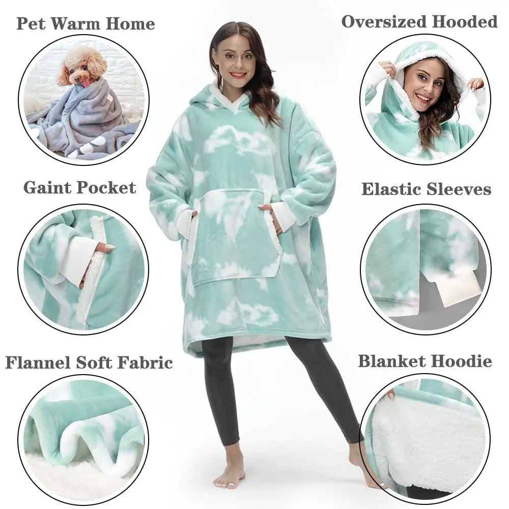 Oversized Hoodie Sweatshirt Women Tie Dye Hoodies Fleece Giant Wearable Blanket - Blade & Thread