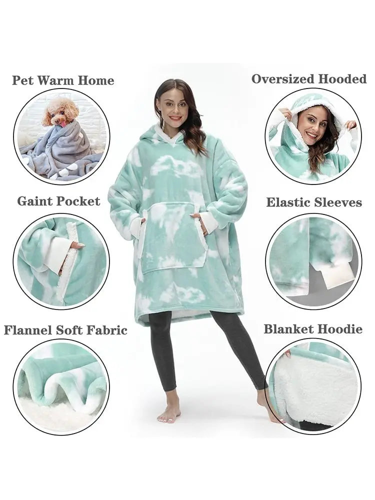 Oversized Hoodie Sweatshirt Women Tie Dye Hoodies Fleece Giant Wearable Blanket - Blade & Thread