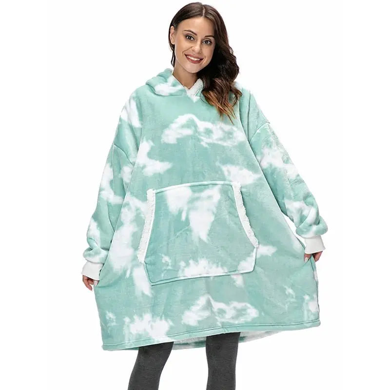 Oversized Hoodie Sweatshirt Women Tie Dye Hoodies Fleece Giant Wearable Blanket - Blade & Thread