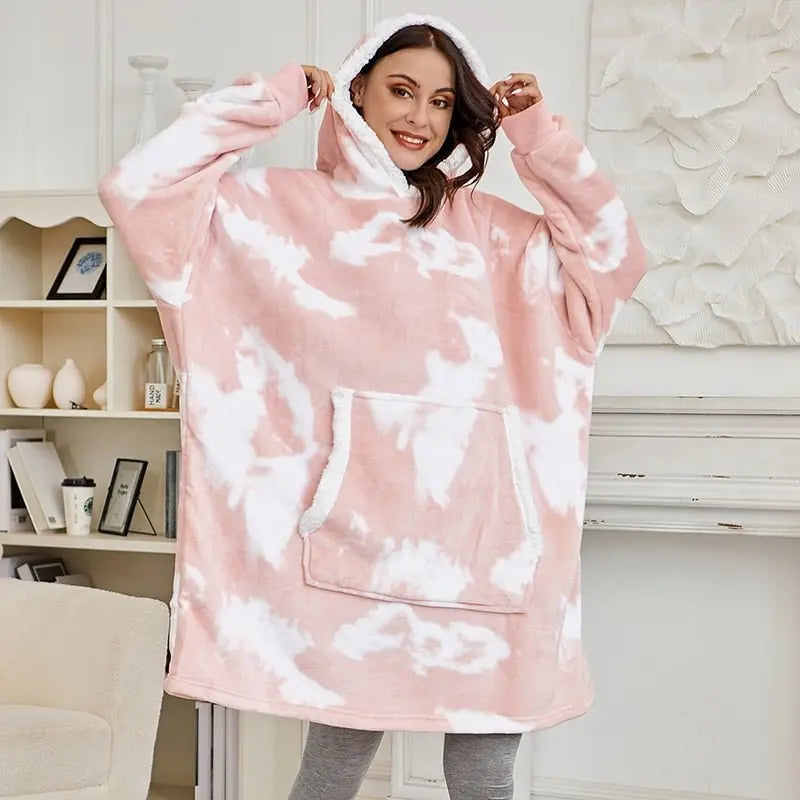 Oversized Hoodie Sweatshirt Women Tie Dye Hoodies Fleece Giant Wearable Blanket - Blade & Thread