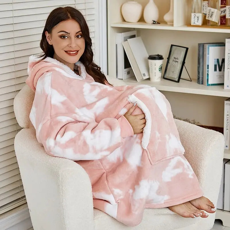 Oversized Hoodie Sweatshirt Women Tie Dye Hoodies Fleece Giant Wearable Blanket - Blade & Thread