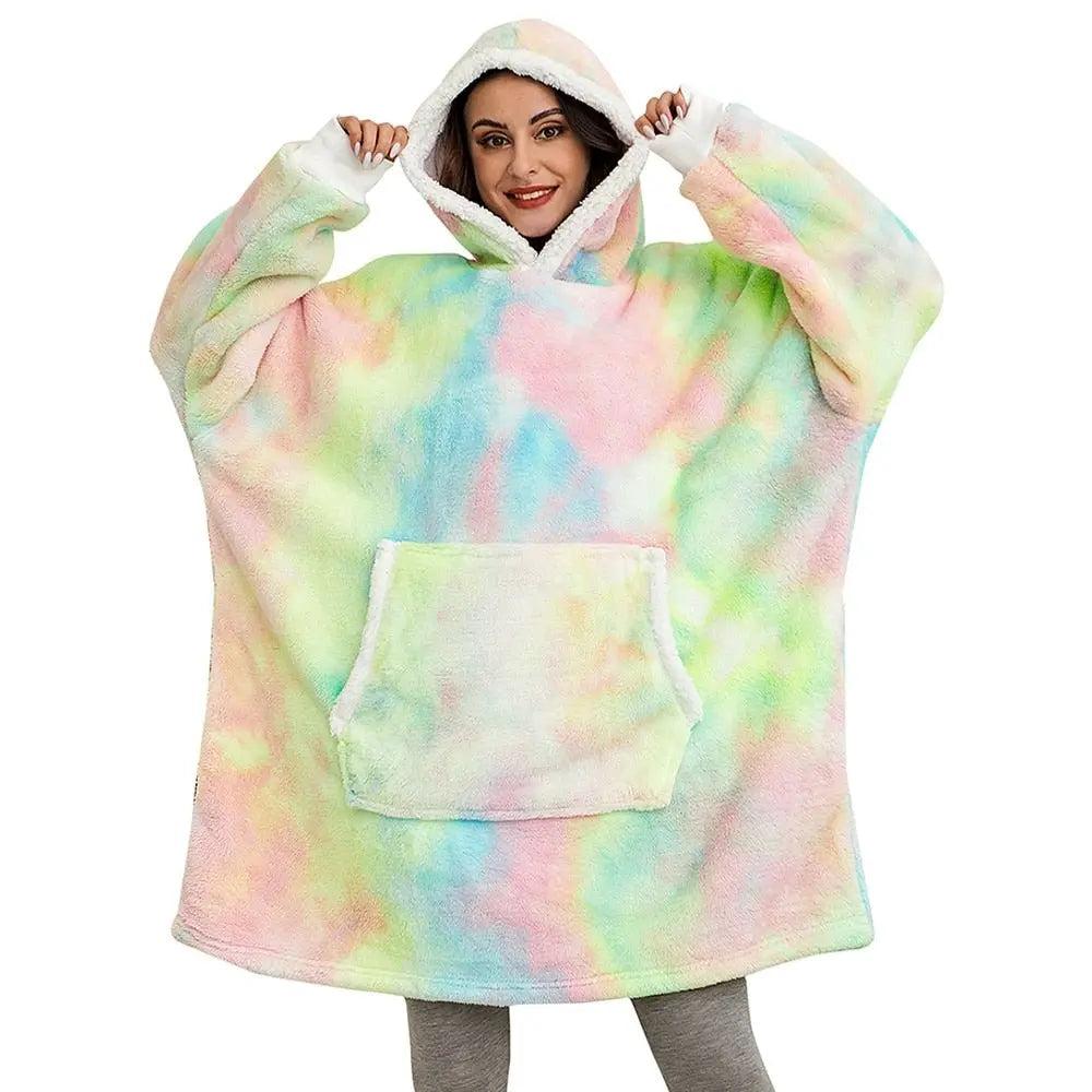 Oversized Hoodie Sweatshirt Women Tie Dye Hoodies Fleece Giant Wearable Blanket - Blade & Thread