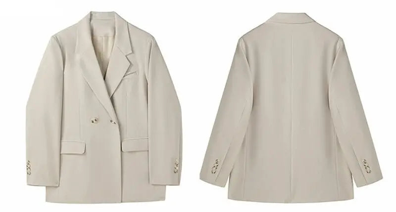 Oversized Women Jacket Loose Double Breasted Female Suit Coats Elegant - Blade & Thread