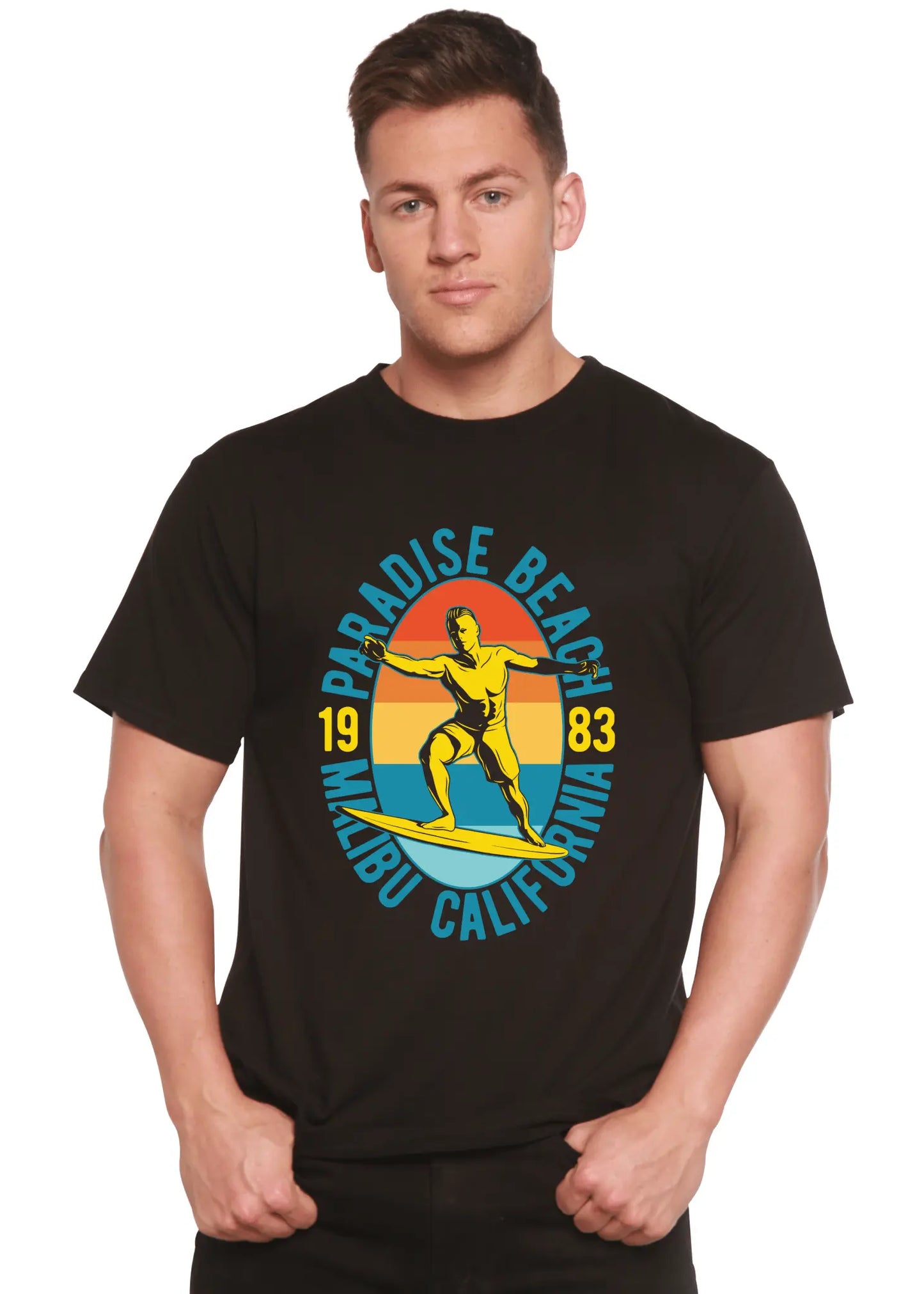 Paradise Beach 1983 Men's Bamboo Viscose/Organic Cotton Short Sleeve Graphic T-Shirt - Blade & Thread