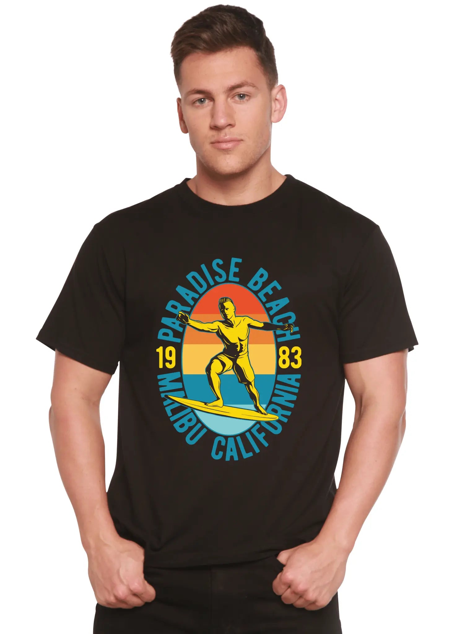 Paradise Beach 1983 Men's Bamboo Viscose/Organic Cotton Short Sleeve Graphic T-Shirt - Blade & Thread