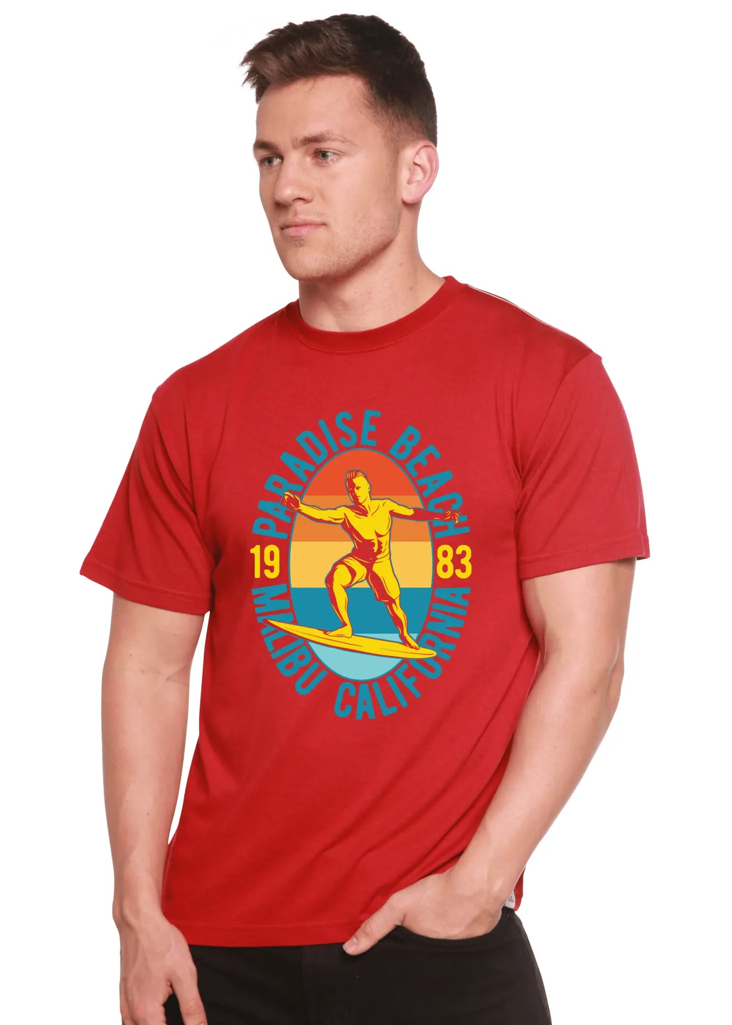 Paradise Beach 1983 Men's Bamboo Viscose/Organic Cotton Short Sleeve Graphic T-Shirt - Blade & Thread