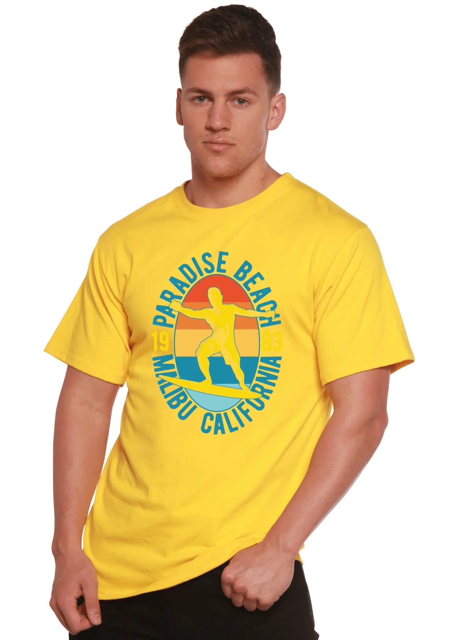 Paradise Beach 1983 Men's Bamboo Viscose/Organic Cotton Short Sleeve Graphic T-Shirt - Blade & Thread