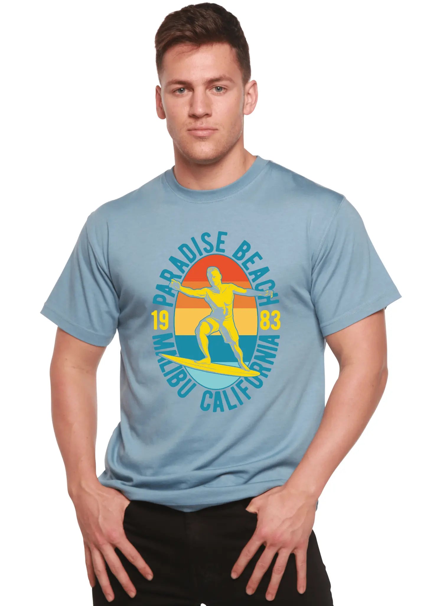 Paradise Beach 1983 Men's Bamboo Viscose/Organic Cotton Short Sleeve Graphic T-Shirt - Blade & Thread