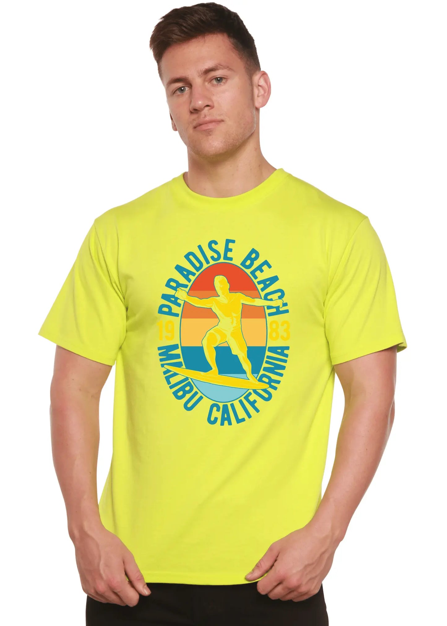 Paradise Beach 1983 Men's Bamboo Viscose/Organic Cotton Short Sleeve Graphic T-Shirt - Blade & Thread
