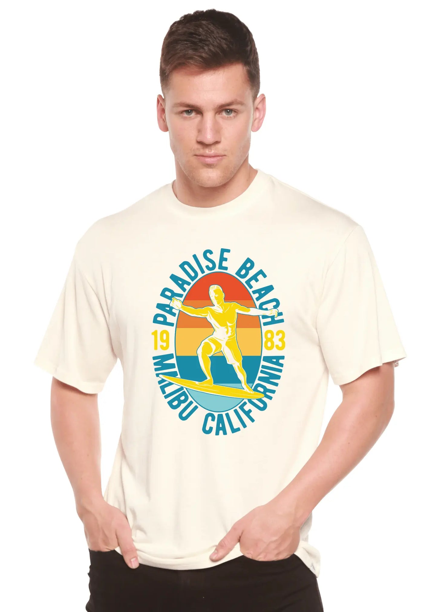 Paradise Beach 1983 Men's Bamboo Viscose/Organic Cotton Short Sleeve Graphic T-Shirt - Blade & Thread