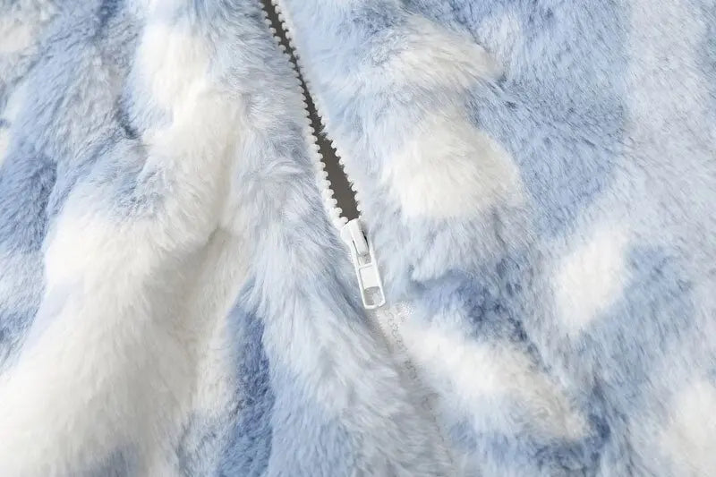 Parkas Winter Jacket Streetwear Tie Dye Fuzzy Fluffy Thicken Warm Padded Coats - Blade & Thread