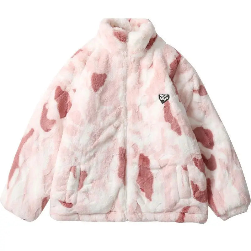 Parkas Winter Jacket Streetwear Tie Dye Fuzzy Fluffy Thicken Warm Padded Coats - Blade & Thread