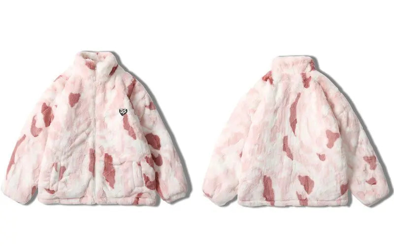 Parkas Winter Jacket Streetwear Tie Dye Fuzzy Fluffy Thicken Warm Padded Coats - Blade & Thread