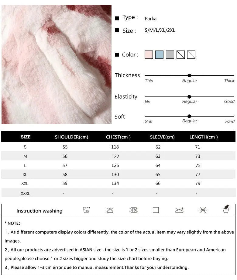 Parkas Winter Jacket Streetwear Tie Dye Fuzzy Fluffy Thicken Warm Padded Coats - Blade & Thread