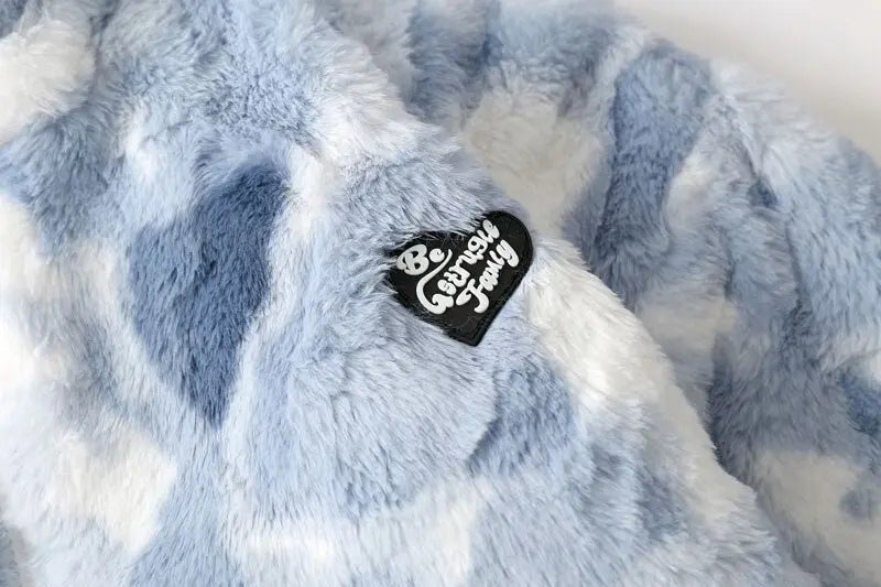 Parkas Winter Jacket Streetwear Tie Dye Fuzzy Fluffy Thicken Warm Padded Coats - Blade & Thread