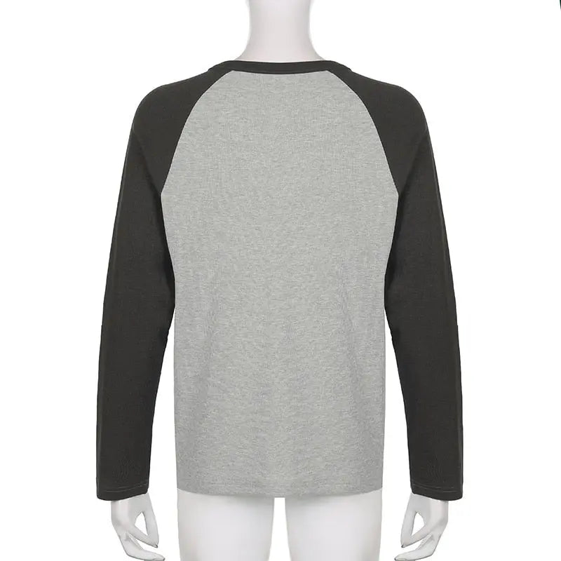 Patchwork T Shirt Knitted Harajuku Vintage Pullovers Casual Basic Kawaii Tee - Blade & Thread