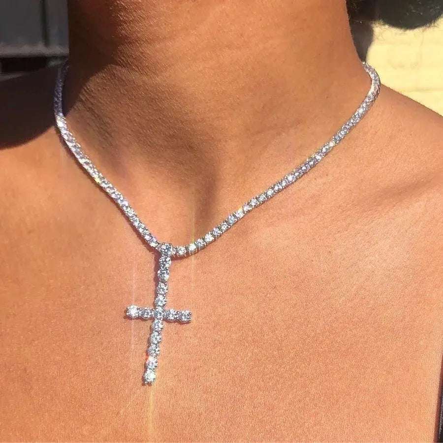 pearl cross necklace Pendant - Blade & Thread
