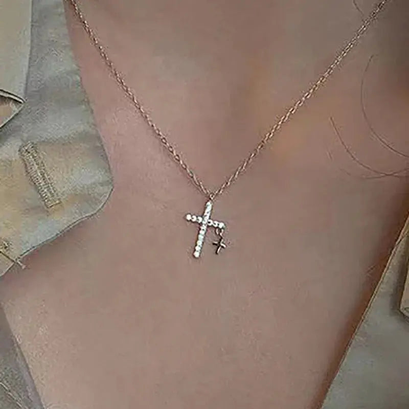 pearl cross necklace Pendant - Blade & Thread