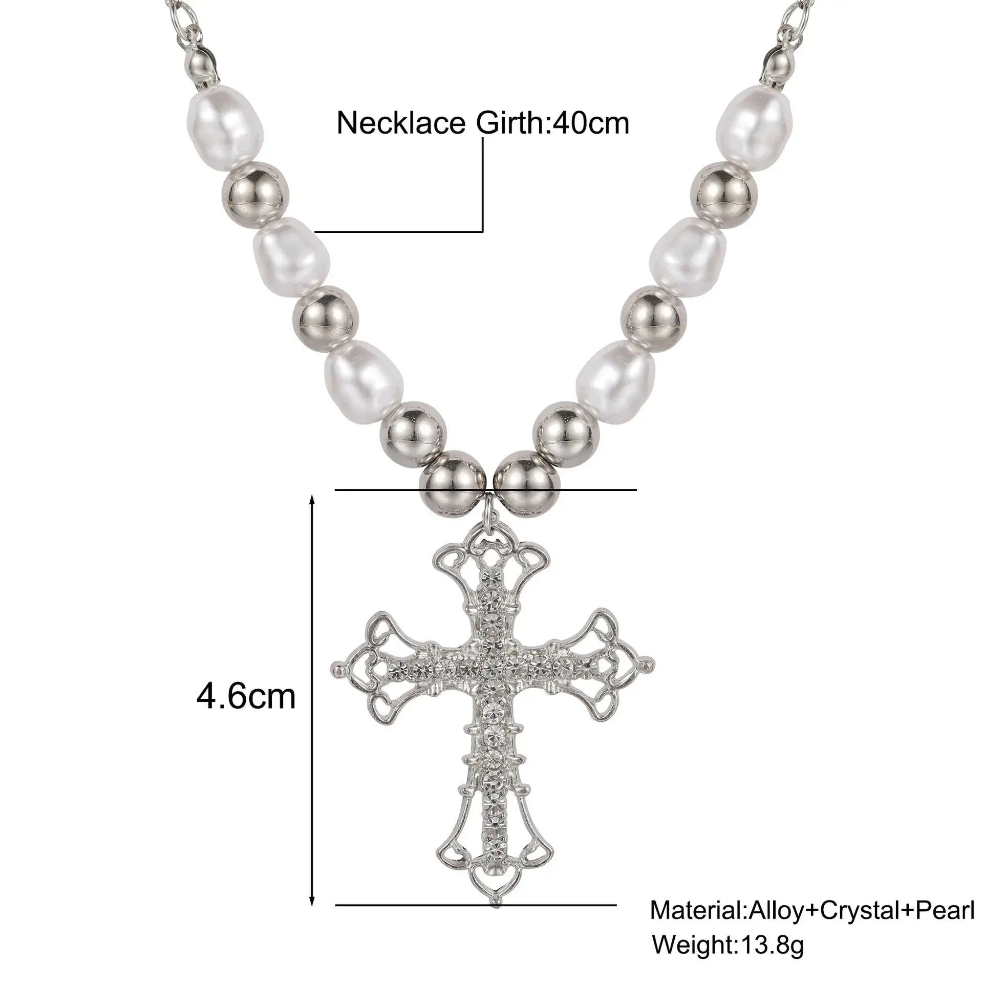 pearl cross necklace Pendant - Blade & Thread