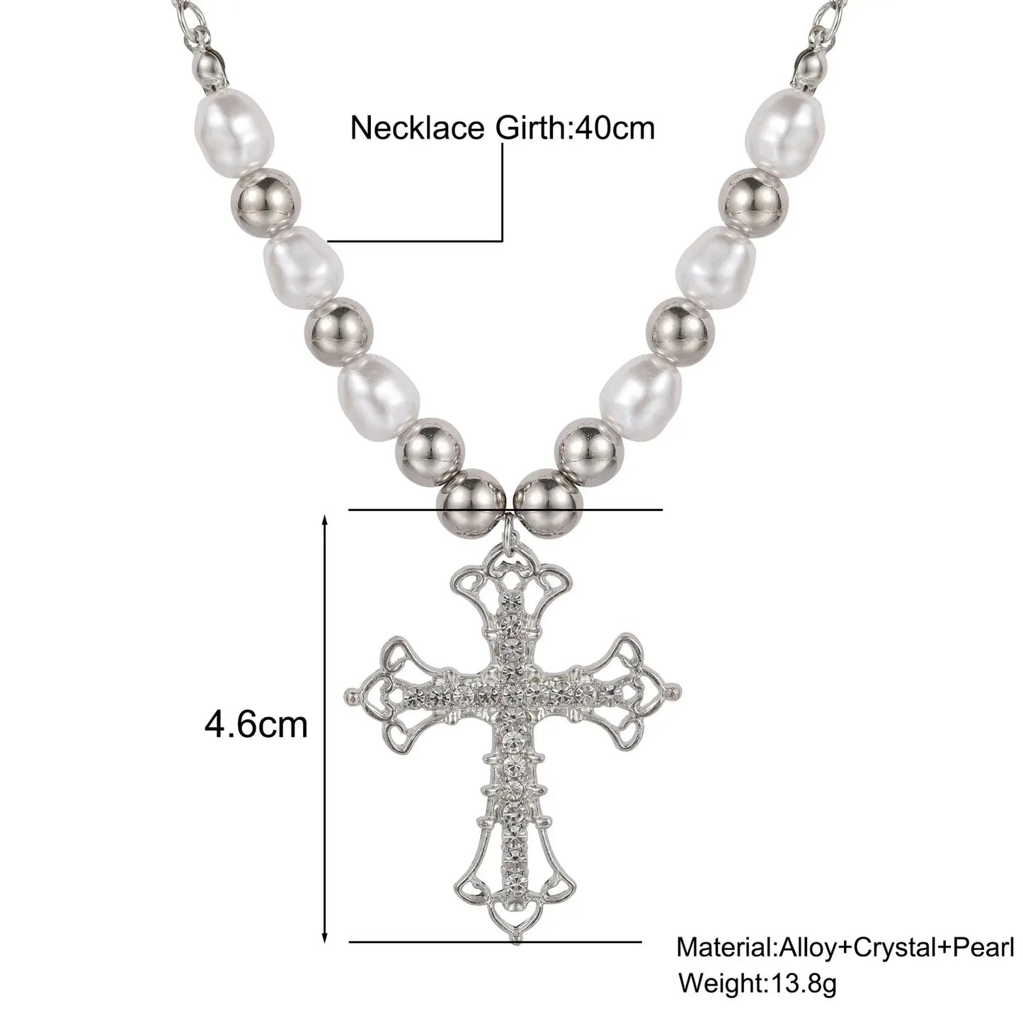 pearl cross necklace Pendant - Blade & Thread