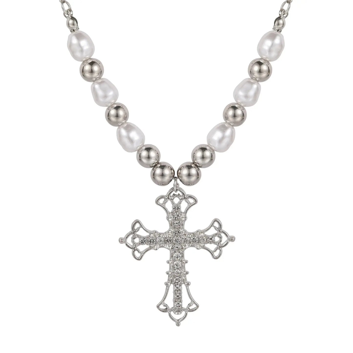 pearl cross necklace Pendant - Blade & Thread