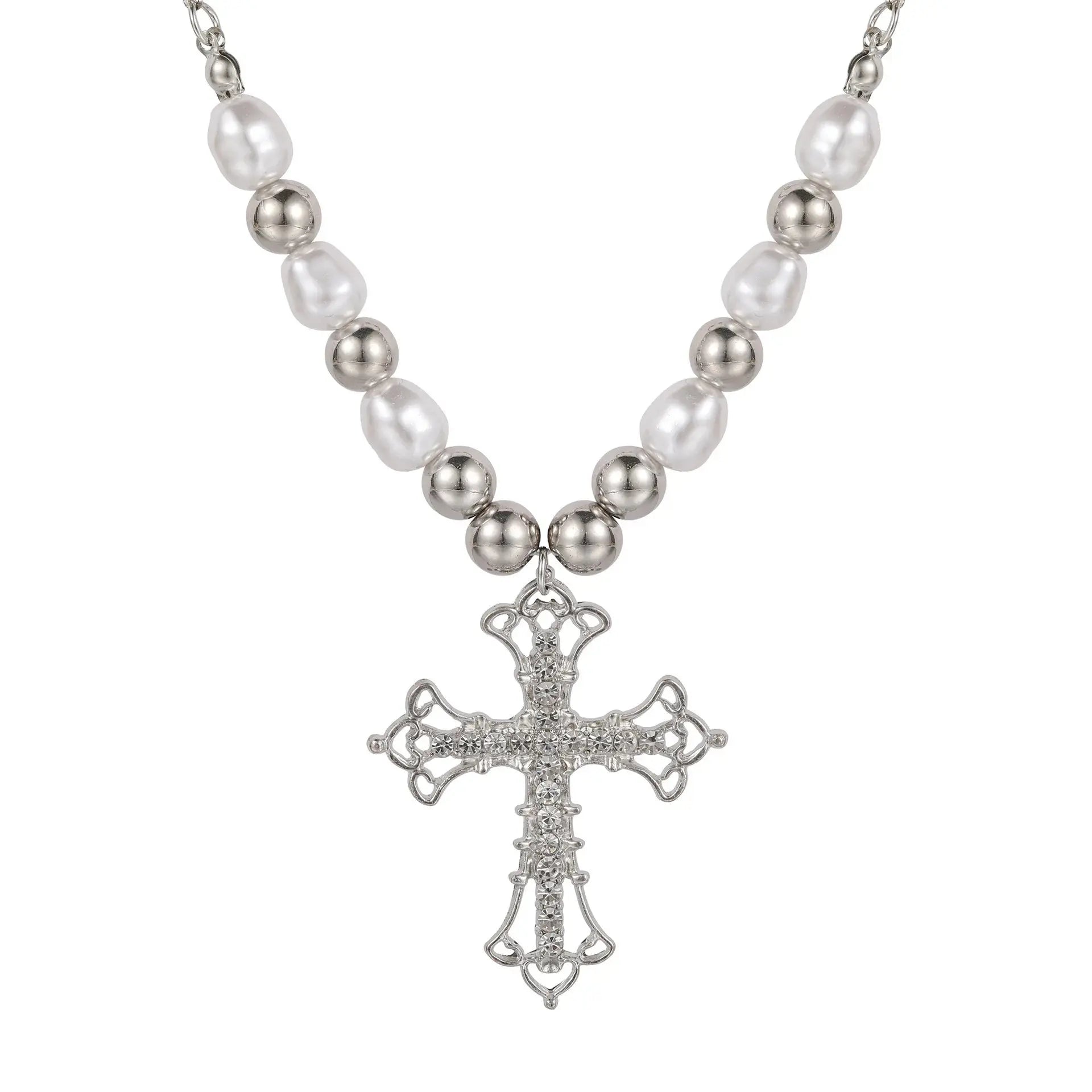 pearl cross necklace Pendant - Blade & Thread